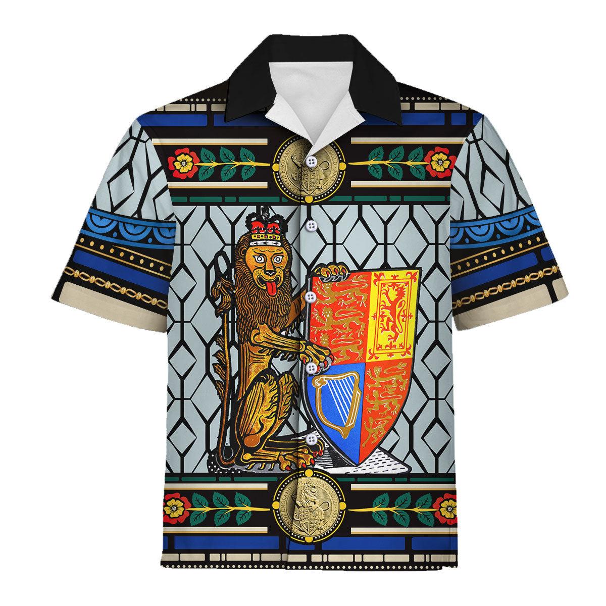 Oodiegang Lion of England Stained Glass Hawaiian Shirt Polo Shirt - Oodiegang.com