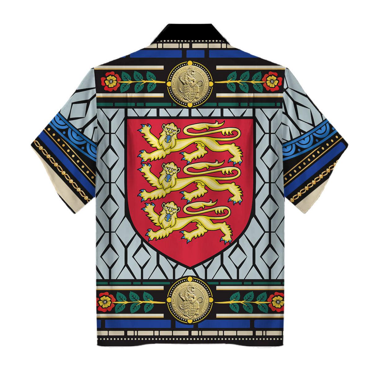 CustomsPig Lion of England Stained Glass Hawaiian Shirt Polo Shirt - CustomsPig.com