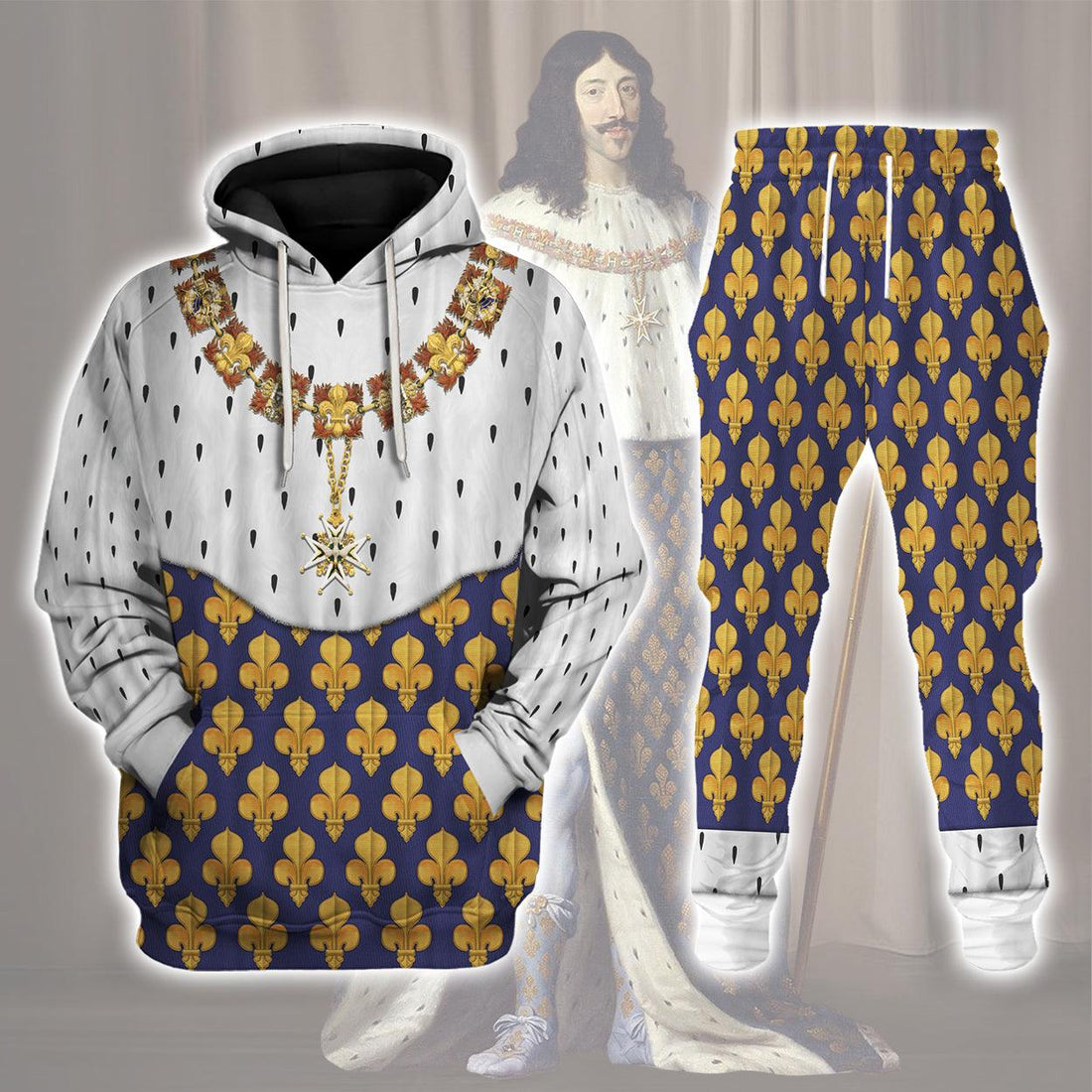 Gearhomie Louis XIII of France in Coronation Robes Costume All Over Print Hoodie Sweatshirt T-Shirt Tracksuit - Gearhomie.com