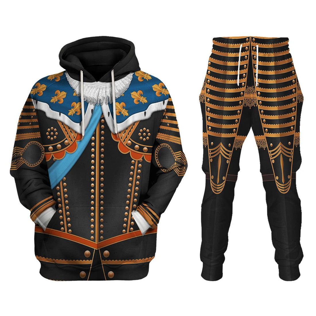 Gearhomie Louis XIII of France Warrior King Costume All Over Print Hoodie Sweatshirt T-Shirt Tracksuit - Gearhomie.com