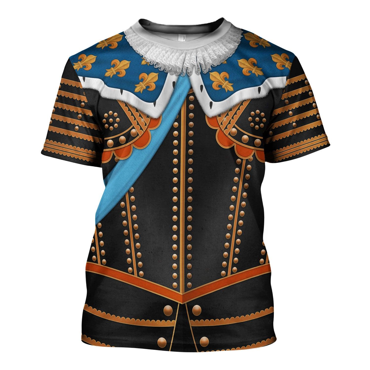Gearhomie Louis XIII of France Warrior King Costume All Over Print Hoodie Sweatshirt T-Shirt Tracksuit - Gearhomie.com