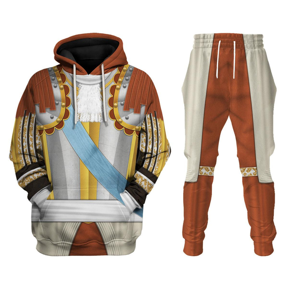 Gearhomie Louis XIV of France Armour Costume All Over Print Hoodie Sweatshirt T-Shirt Tracksuit - Gearhomie.com