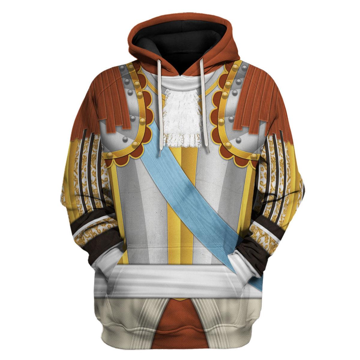 Gearhomie Louis XIV of France Armour Costume All Over Print Hoodie Sweatshirt T-Shirt Tracksuit - Gearhomie.com