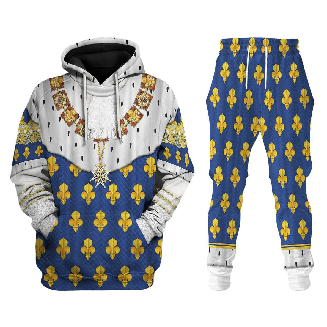 Gearhomie Louis XIV of France in Coronation Robes Costume All Over Print Hoodie Sweatshirt T-Shirt Tracksuit - Gearhomie.com