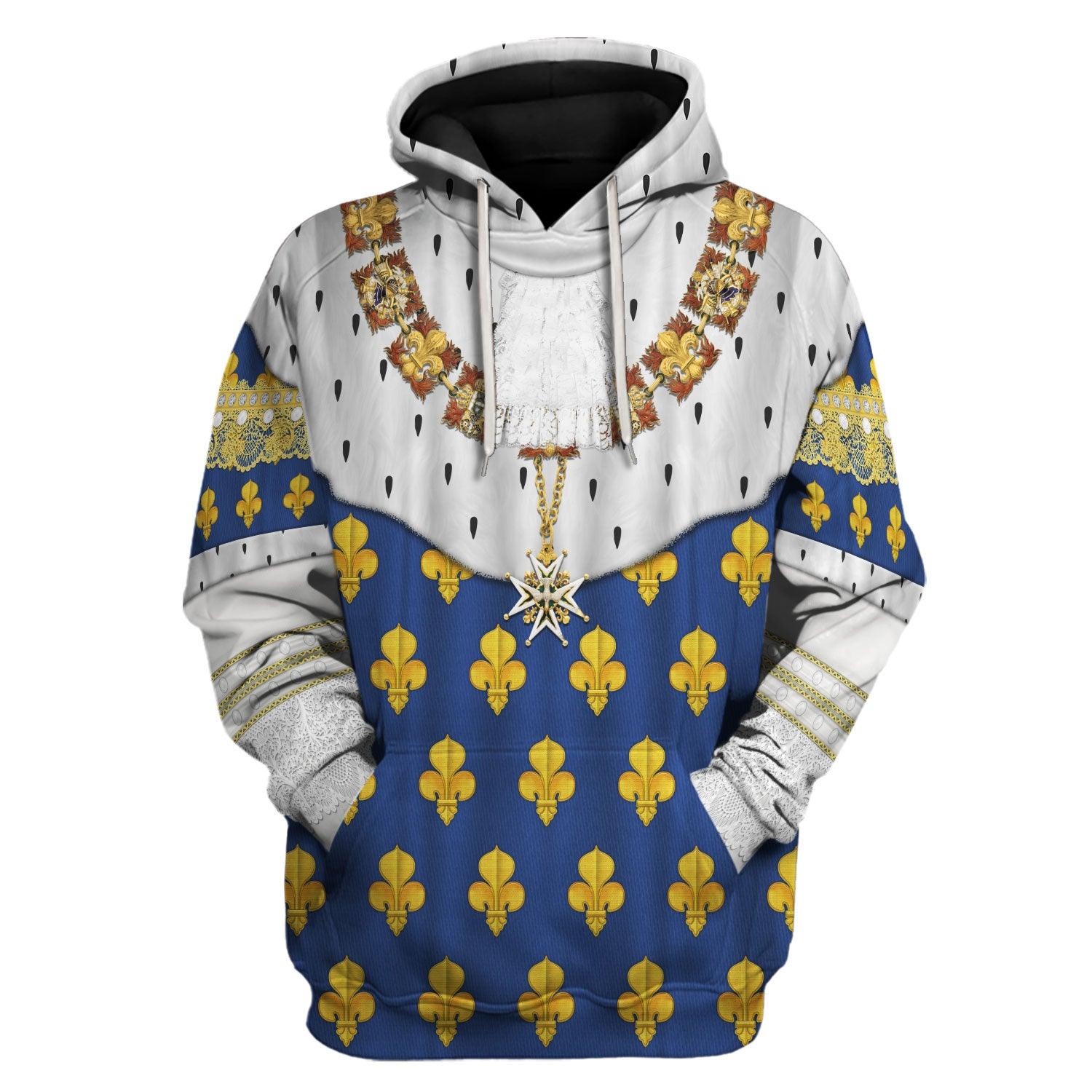 Gearhomie Louis XIV of France in Coronation Robes Costume All Over Print Hoodie Sweatshirt T-Shirt Tracksuit - Gearhomie.com