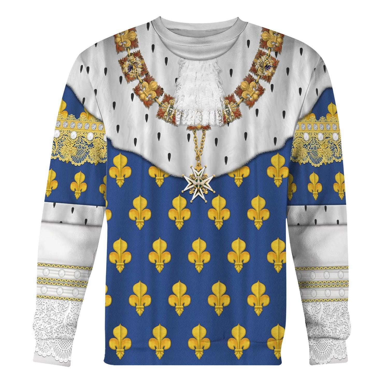 Gearhomie Louis XIV of France in Coronation Robes Costume All Over Print Hoodie Sweatshirt T-Shirt Tracksuit - Gearhomie.com