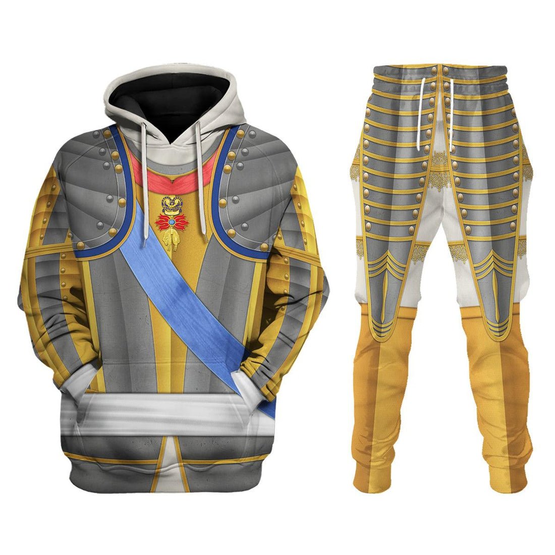 Gearhomie Louis XV of France Armour Costume All Over Print Hoodie Sweatshirt T-Shirt Tracksuit - Gearhomie.com