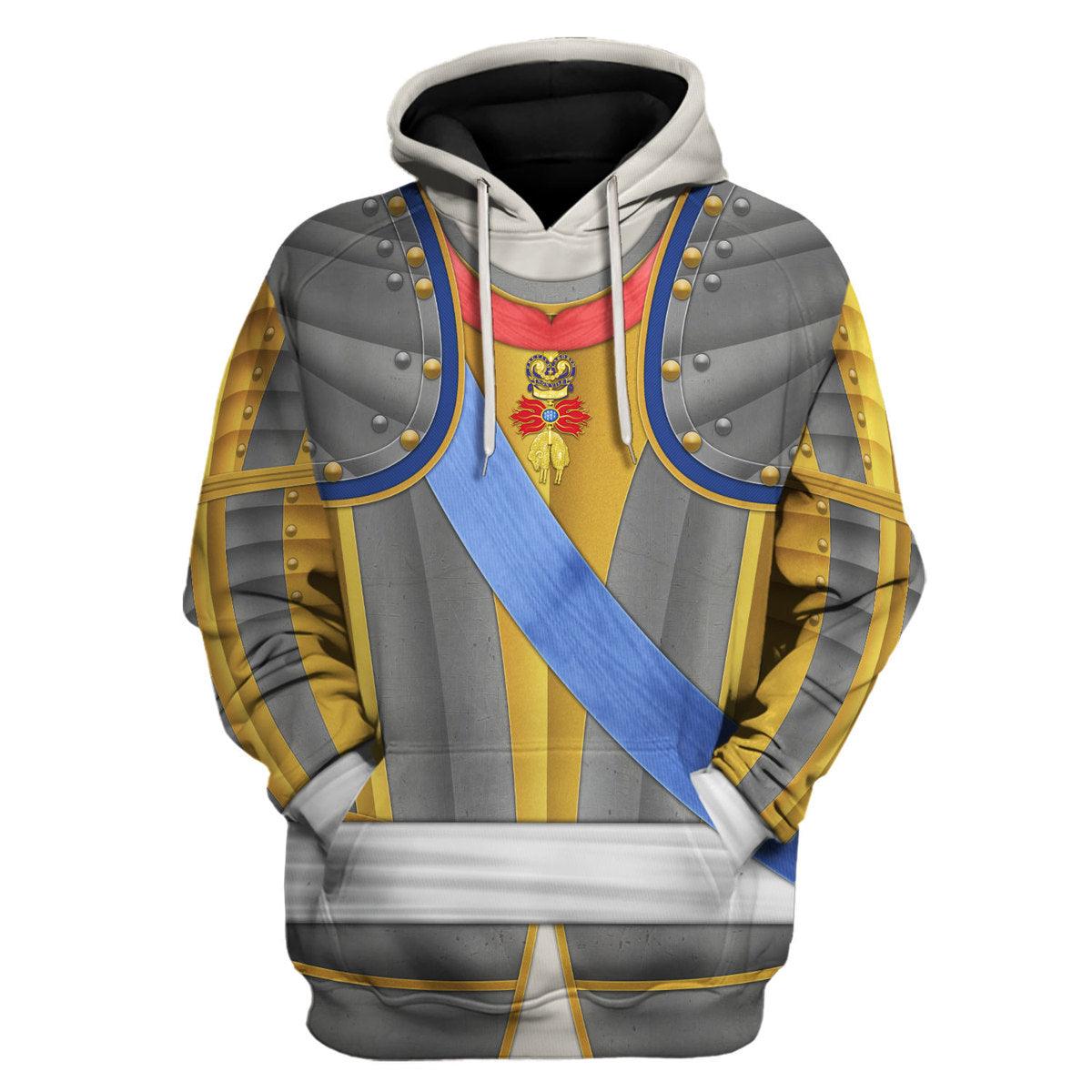Gearhomie Louis XV of France Armour Costume All Over Print Hoodie Sweatshirt T-Shirt Tracksuit - Gearhomie.com