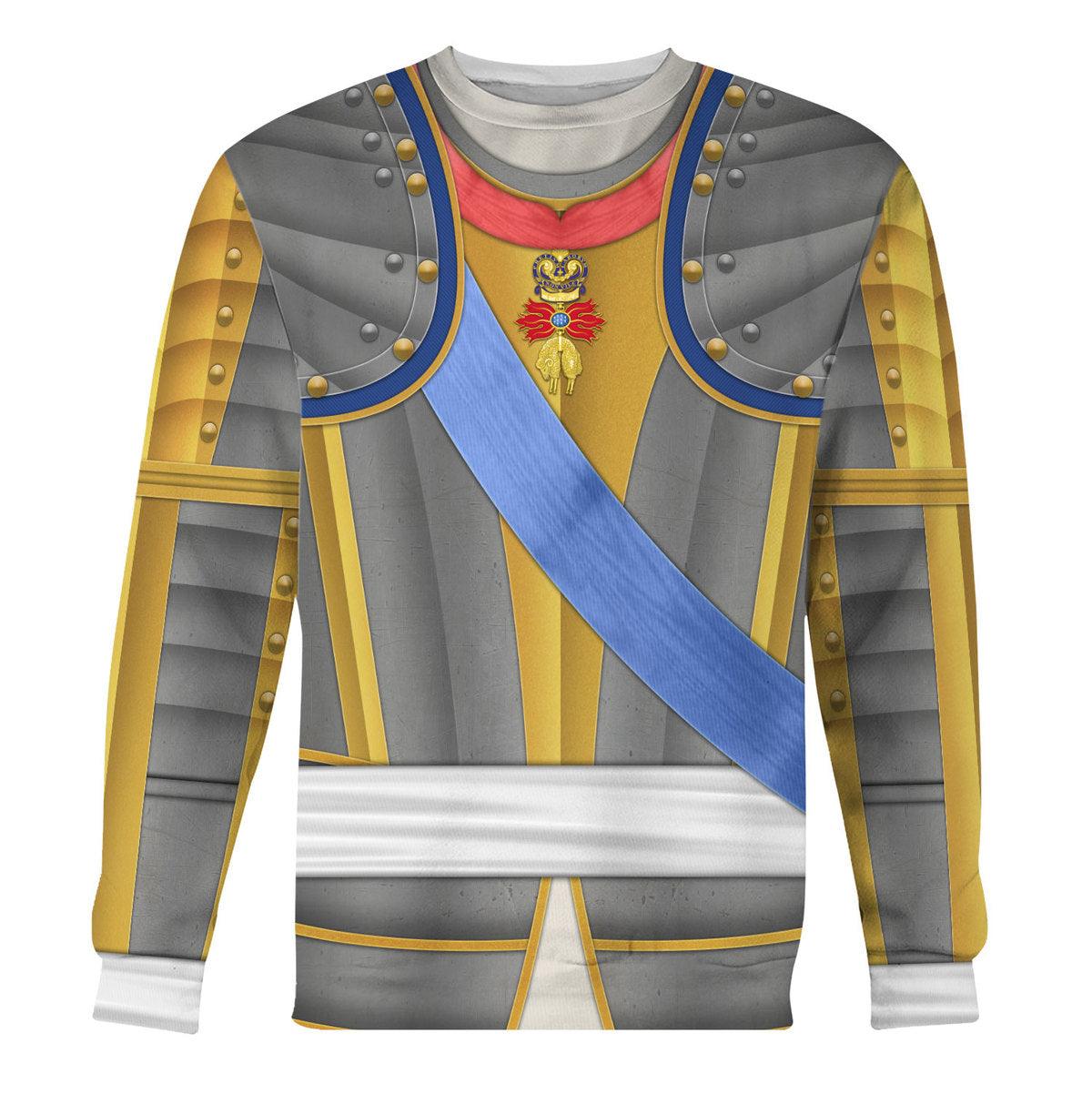 Gearhomie Louis XV of France Armour Costume All Over Print Hoodie Sweatshirt T-Shirt Tracksuit - Gearhomie.com