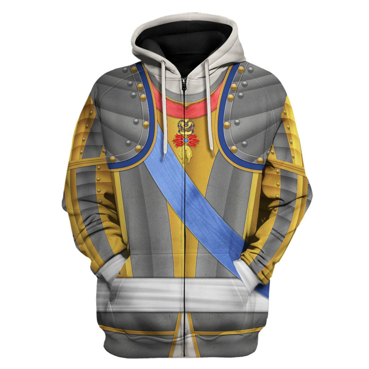 Gearhomie Louis XV of France Armour Costume All Over Print Hoodie Sweatshirt T-Shirt Tracksuit - Gearhomie.com