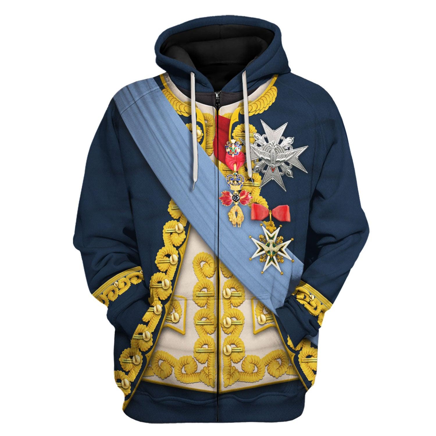 Gearhomie Louis XV of France In 1763 Uniform All Over Print Hoodie Sweatshirt T-Shirt Tracksuit - Gearhomie.com