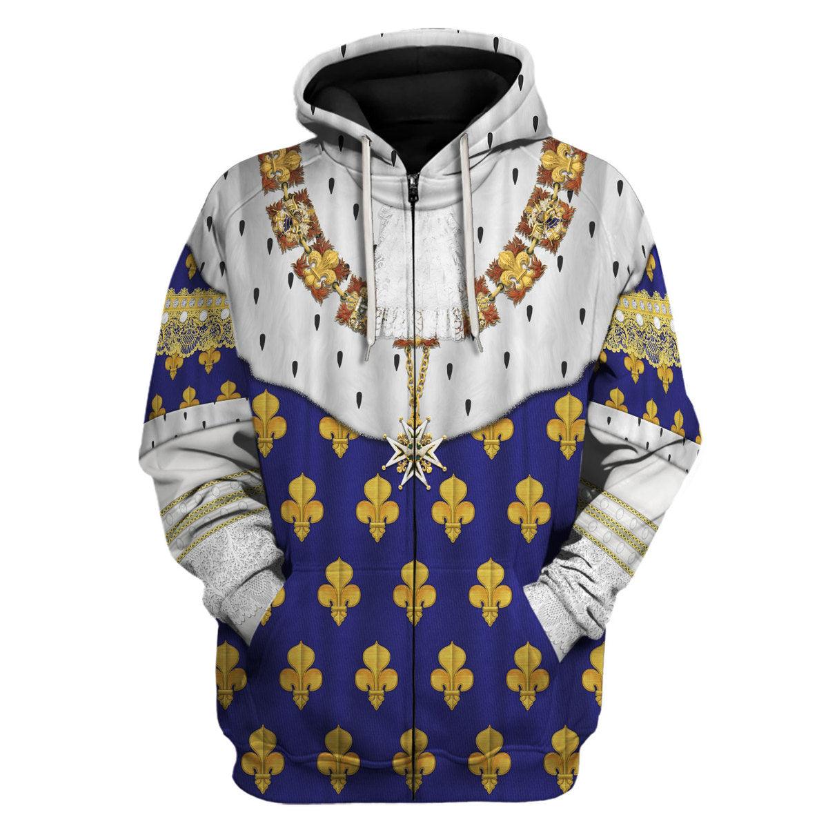 Gearhomie Louis XV of France in Coronation Robes Costume All Over Print Hoodie Sweatshirt T-Shirt Tracksuit - Gearhomie.com