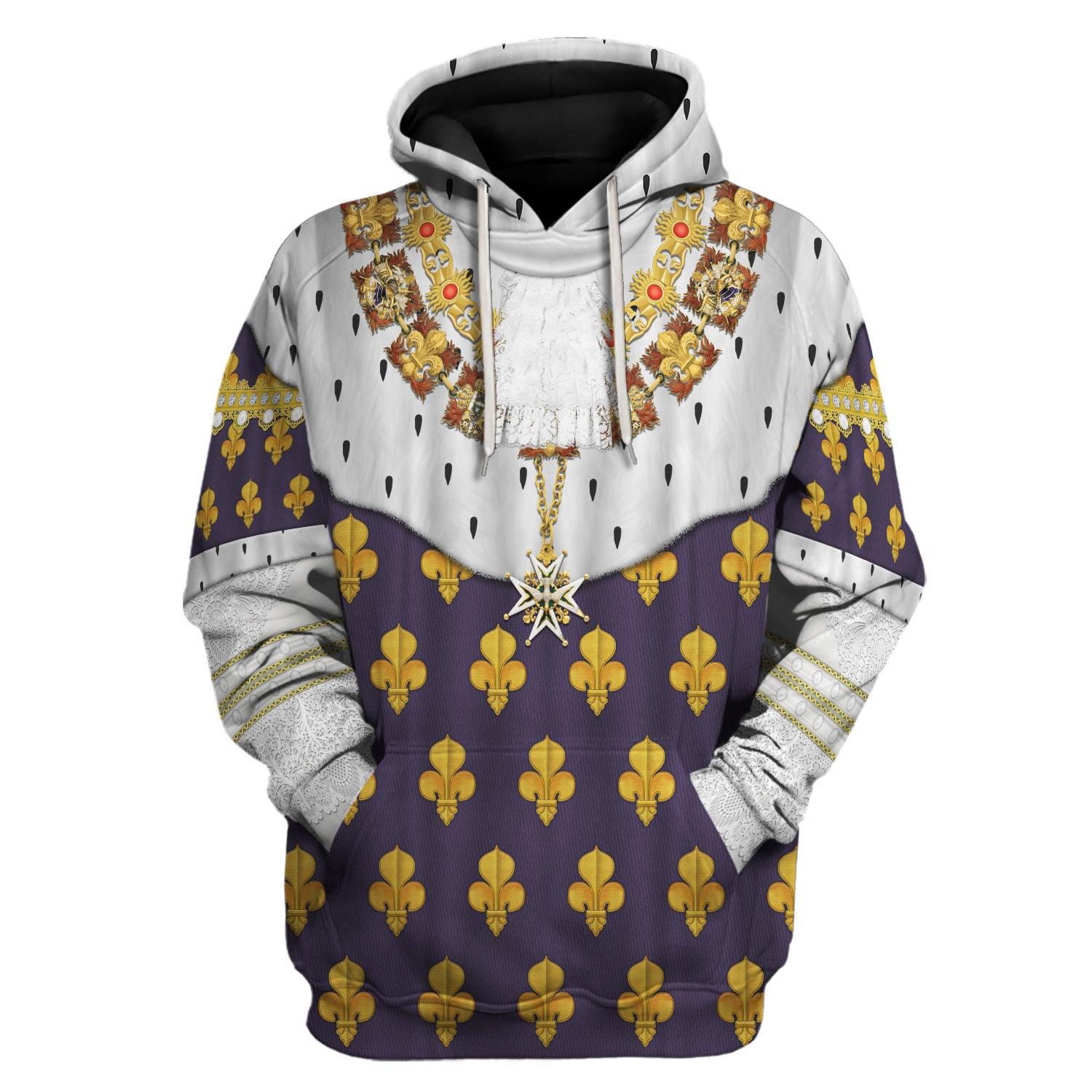 Gearhomie Louis XVI of France in Coronation Robes Costume All Over Print Hoodie Sweatshirt T-Shirt Tracksuit - Gearhomie.com
