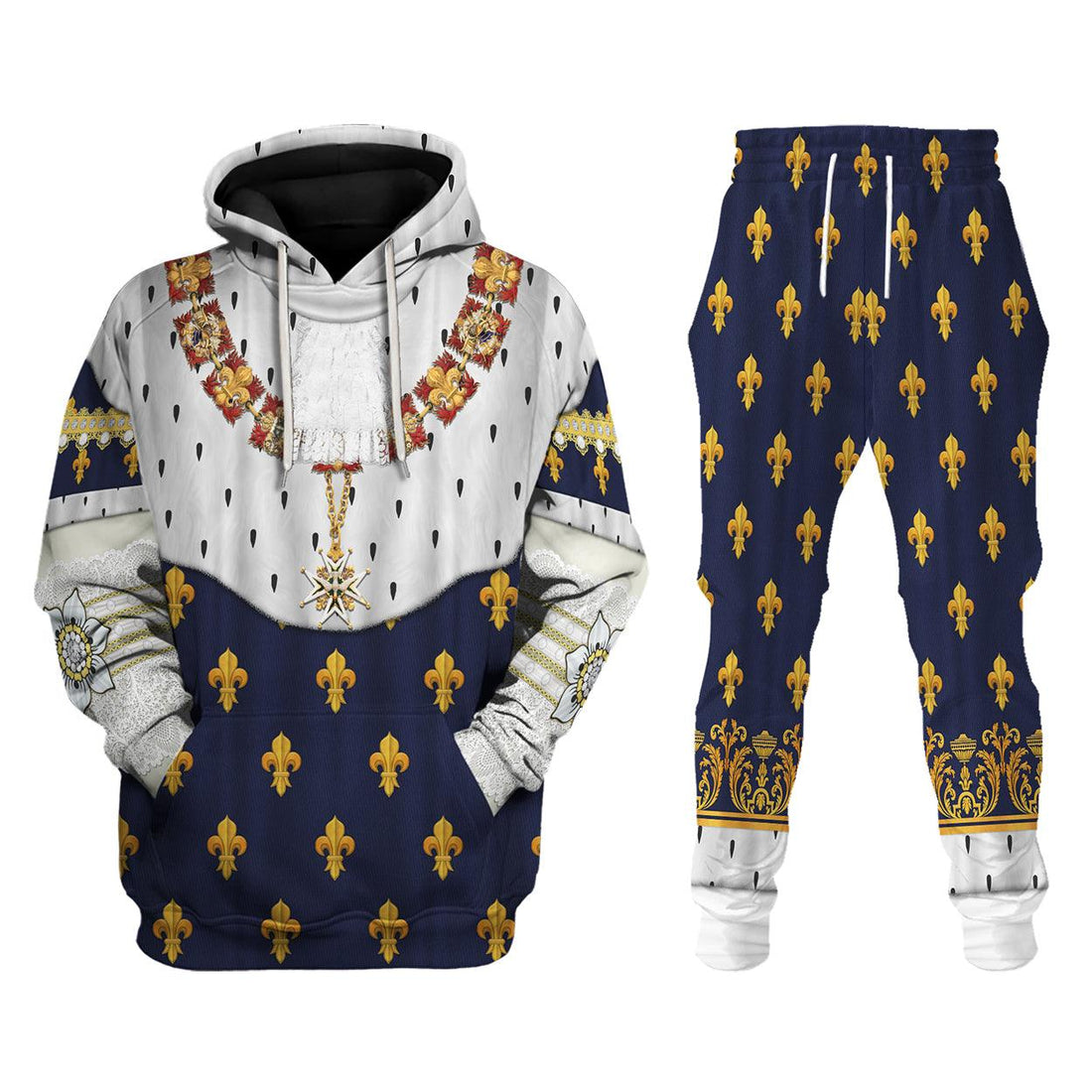 Gearhomie Louis XVIII of France in Coronation Robes Costume All Over Print Hoodie Sweatshirt T-Shirt Tracksuit - Gearhomie.com