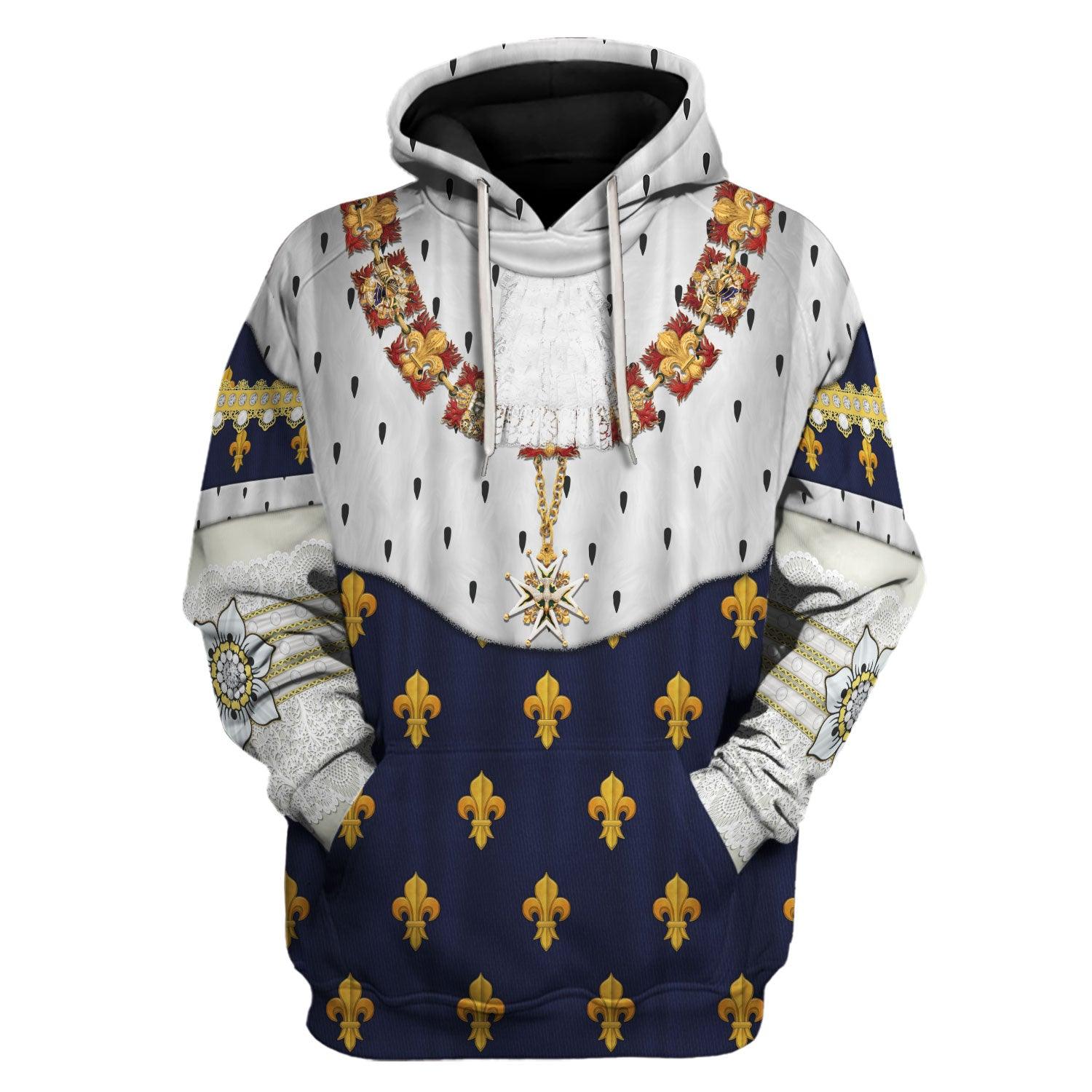 Gearhomie Louis XVIII of France in Coronation Robes Costume All Over Print Hoodie Sweatshirt T-Shirt Tracksuit - Gearhomie.com