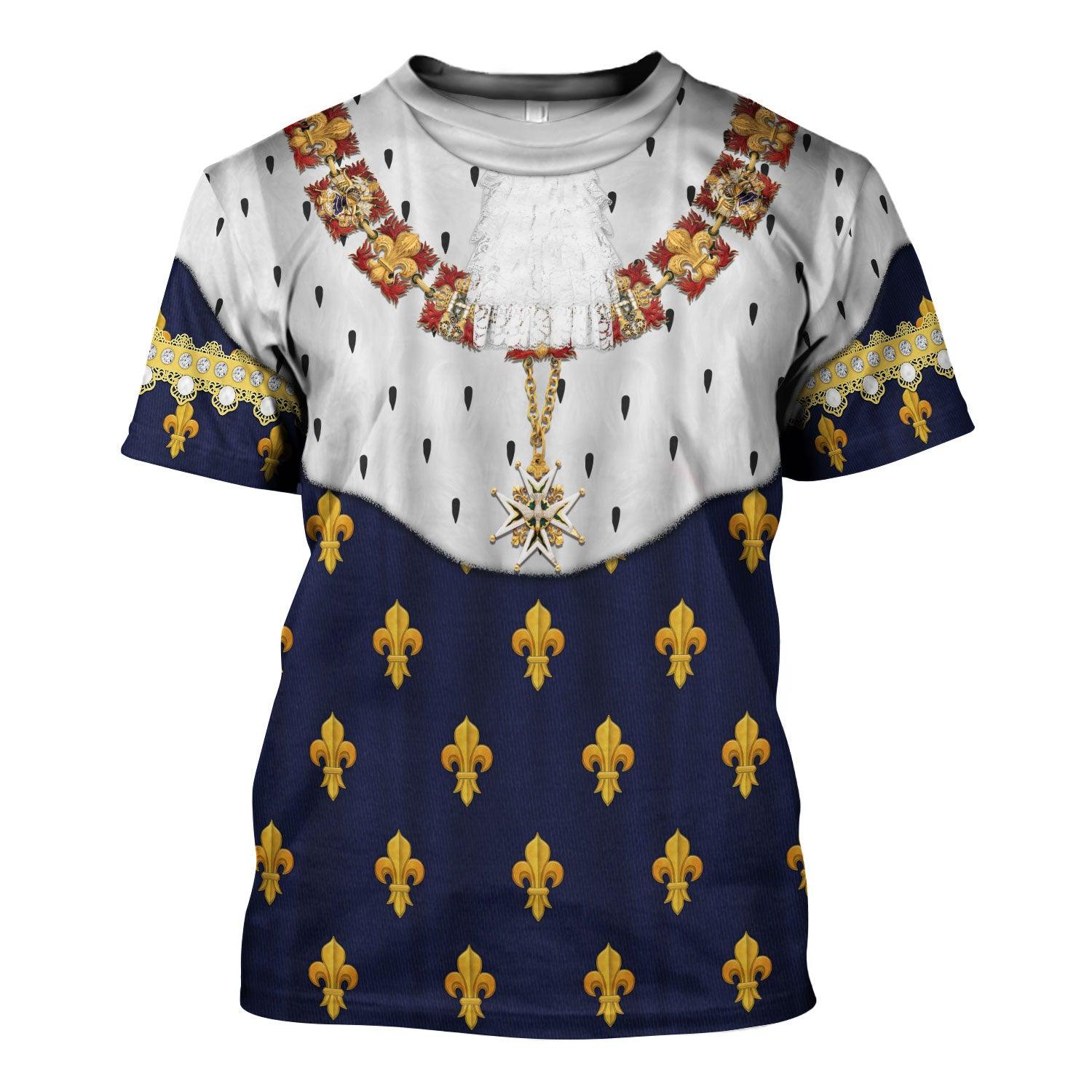 Gearhomie Louis XVIII of France in Coronation Robes Costume All Over Print Hoodie Sweatshirt T-Shirt Tracksuit - Gearhomie.com
