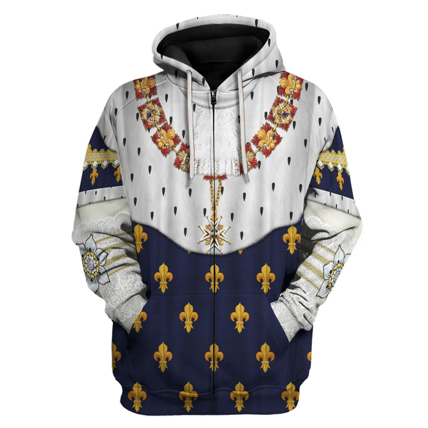 Gearhomie Louis XVIII of France in Coronation Robes Costume All Over Print Hoodie Sweatshirt T-Shirt Tracksuit - Gearhomie.com