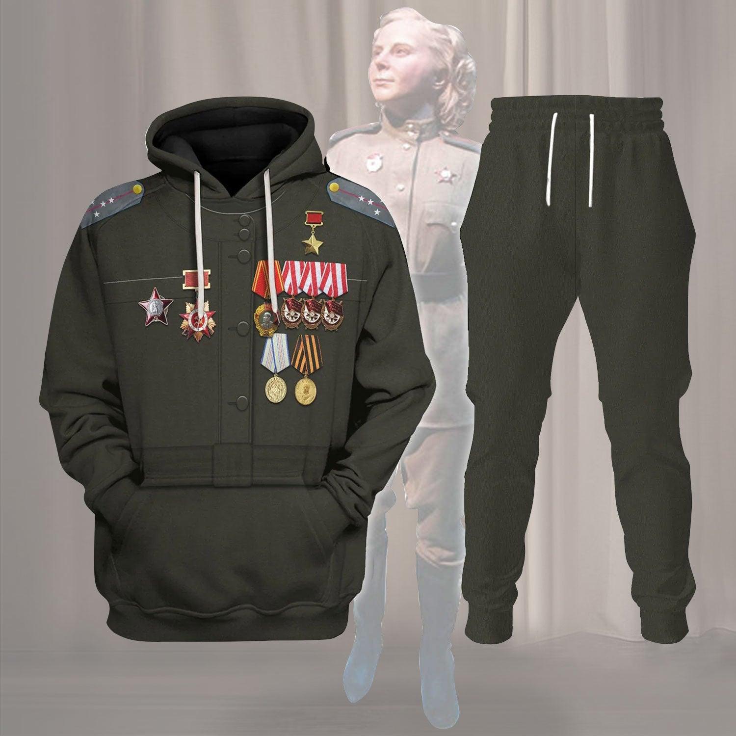 Gearhomie Lydia Litvyak WWII Fighter Pilot Costume Hoodie Sweatshirt T-Shirt Tracksuit - Gearhomie.com