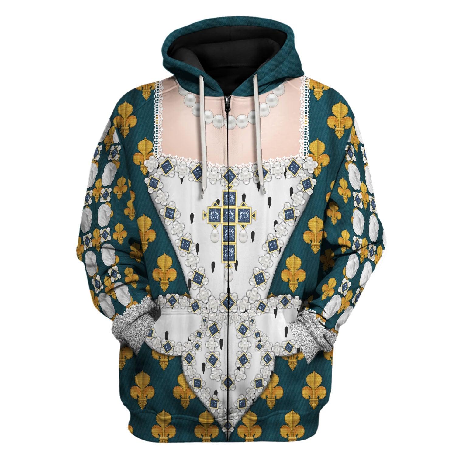 Gearhomie Marie de Medici Queen of France Costume All Over Print Hoodie Sweatshirt T-Shirt Tracksuit - Gearhomie.com