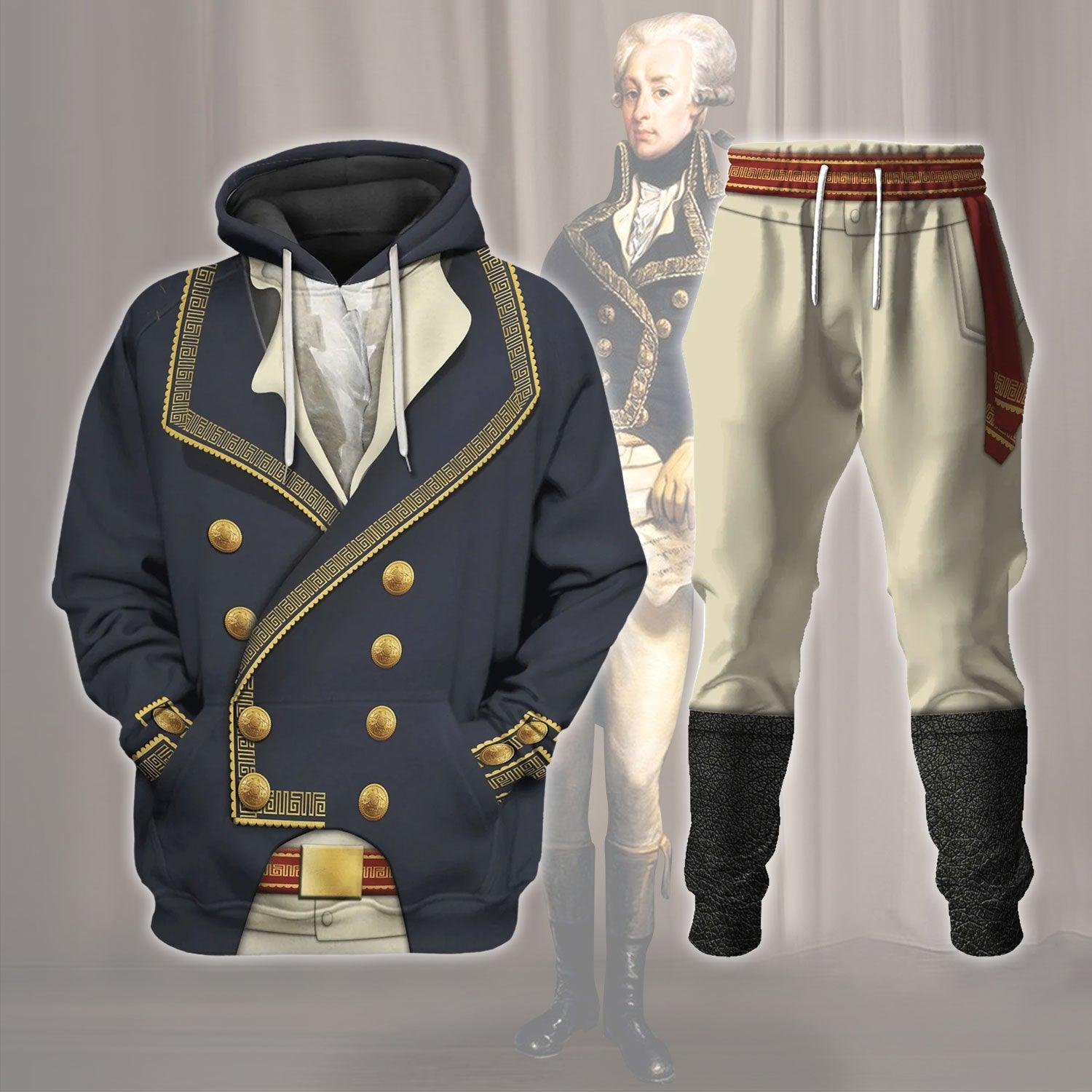 Gearhomie Marquis de Lafayette American Revolutionary War Costume Hoodie Sweatshirt T-Shirt Tracksuit - Gearhomie.com