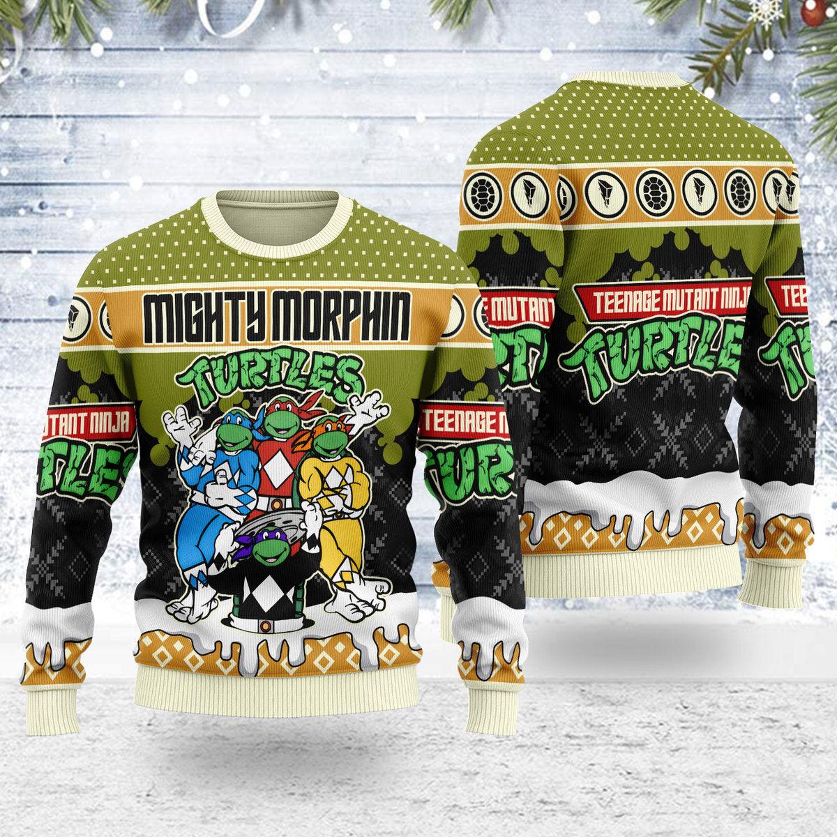 Gearhomie Merry Christmas Mighty Morphin Turtles Unisex Wool Sweater - Gearhomie.com
