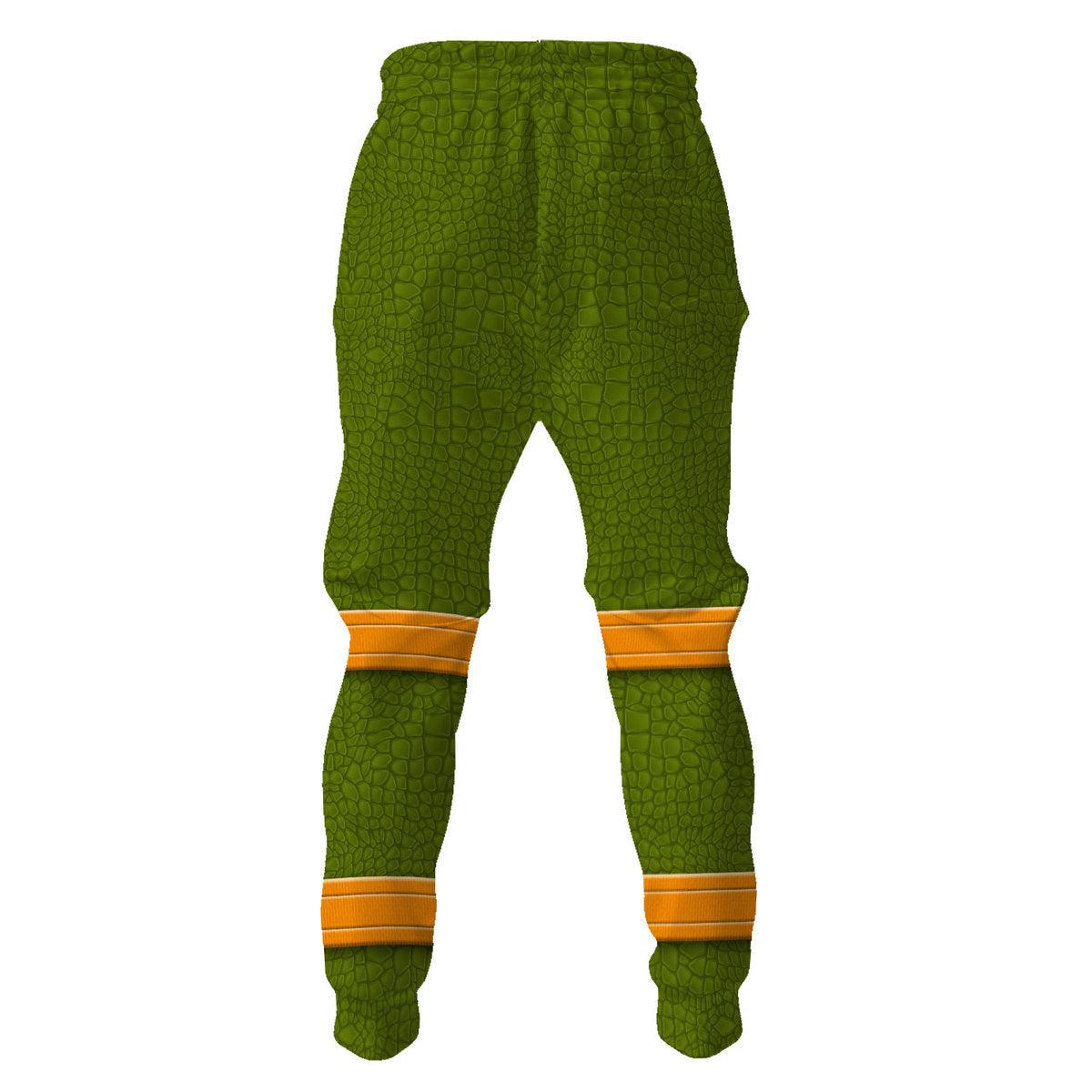 Gearhomie Michelangelo TMNT Costume Hoodie Sweatshirt T-Shirt Sweatpants - Gearhomie.com