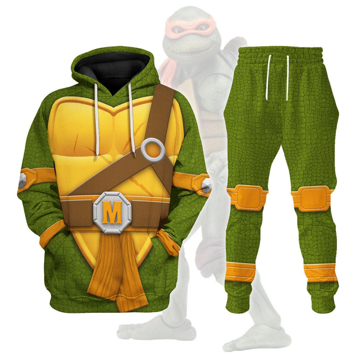 Gearhomie Michelangelo TMNT Costume Hoodie Sweatshirt T-Shirt Sweatpants - Gearhomie.com