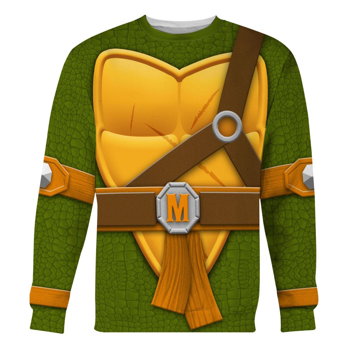 Gearhomie Michelangelo TMNT Costume Hoodie Sweatshirt T-Shirt Sweatpants - Gearhomie.com