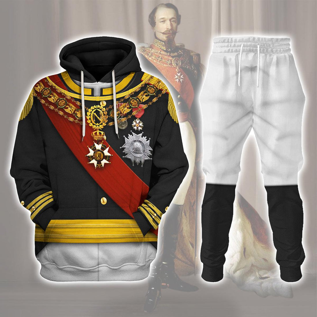 Gearhomie Napoleon III in Coronation Robes Uniform All Over Print Hoodie Sweatshirt T-Shirt Tracksuit - Gearhomie.com