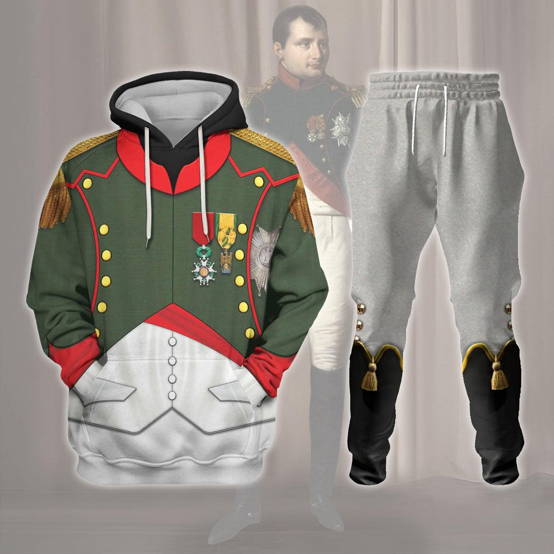 Gearhomie Napoleon in Chasseur-Cheval Reg Costume Hoodie Sweatshirt T-Shirt Tracksuit - Gearhomie.com