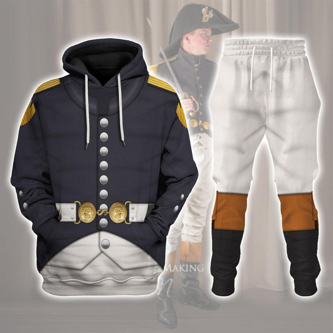 Gearhomie Napoleonic French Grenadier Officer-Campaign Dress (1806-1815) Uniform All Over Print Hoodie Sweatshirt T-Shirt Tracksuit - Gearhomie.com