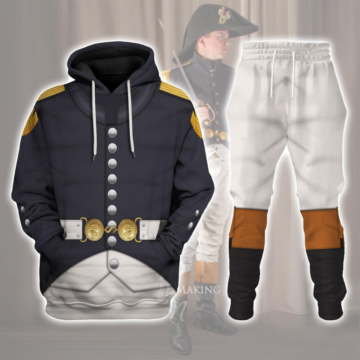 Gearhomie Napoleonic French Grenadier Officer-Campaign Dress (1806-1815) Uniform All Over Print Hoodie Sweatshirt T-Shirt Tracksuit - Gearhomie.com