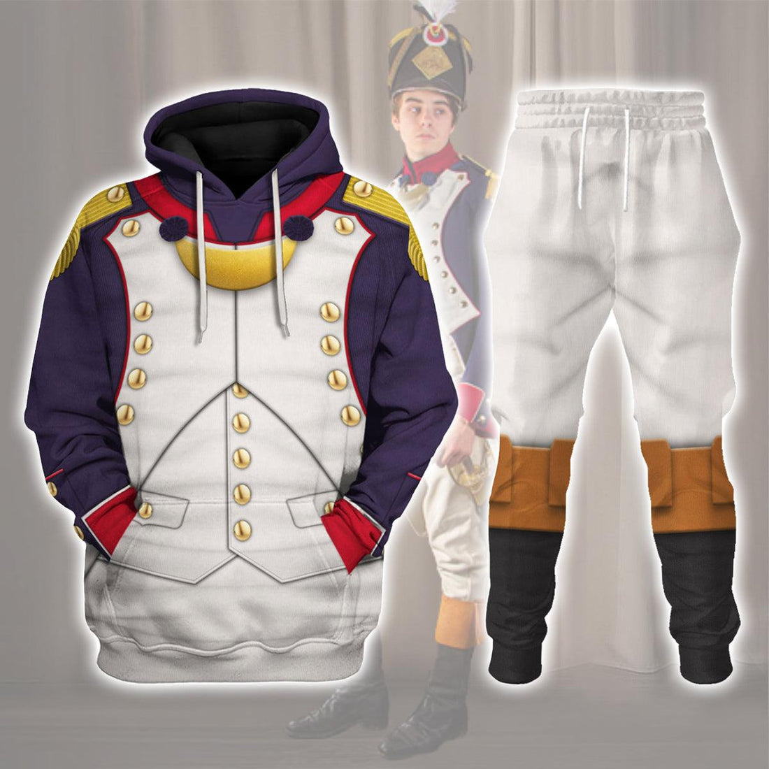 Gearhomie Napoleonic French Line Infantry Officer-1806-1815 Uniform All Over Print Hoodie Sweatshirt T-Shirt Tracksuit - Gearhomie.com