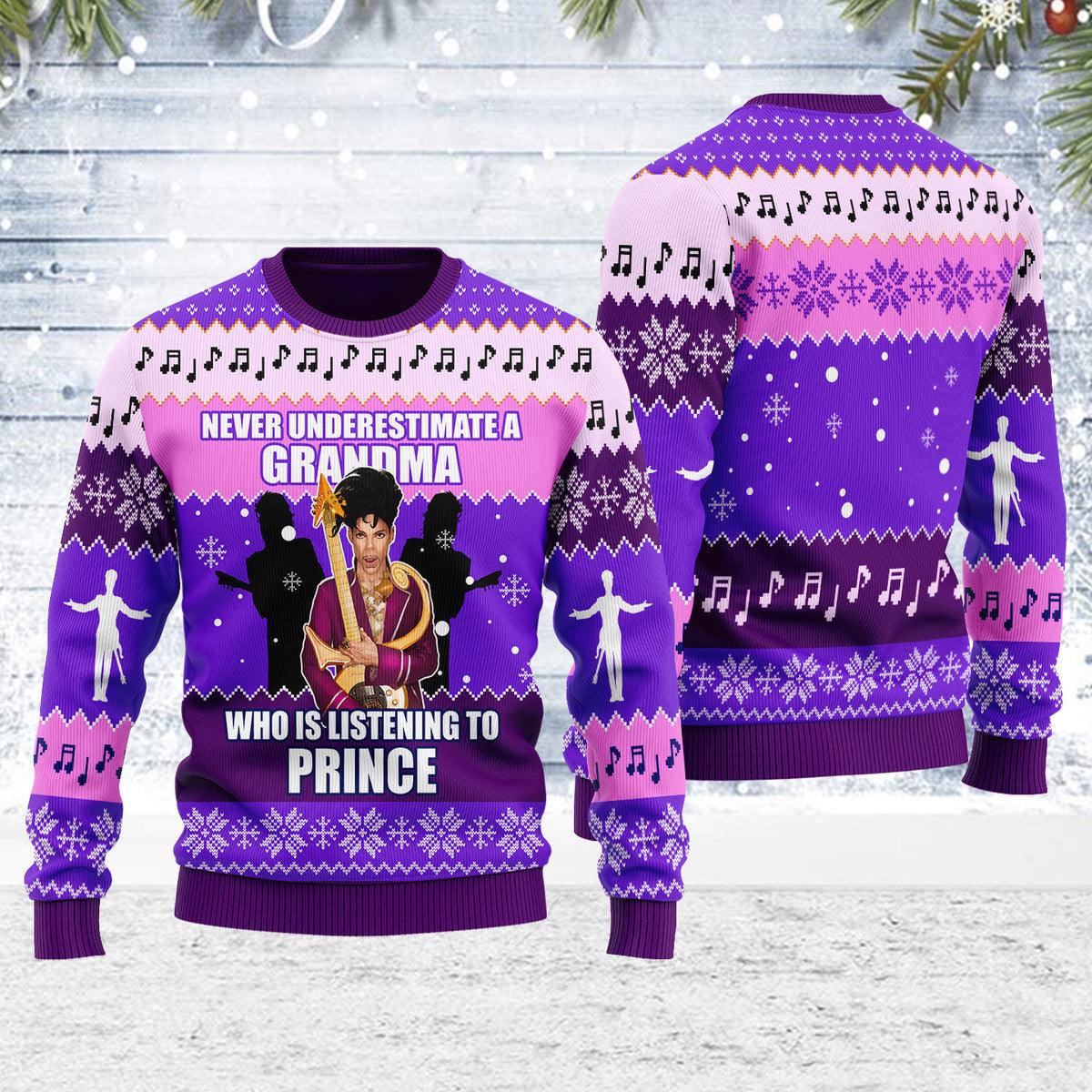 Gearhomie NEVER UNDERESTIMATE A GRANDMA Christmas Ugly Sweater - Gearhomie.com