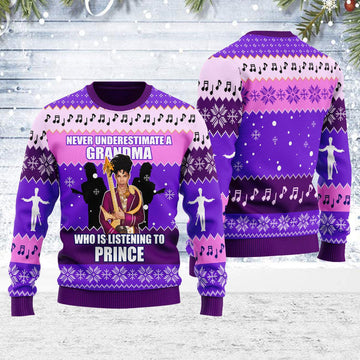 Oodiegang NEVER UNDERESTIMATE A GRANDMA Christmas Ugly Sweater - Oodiegang.com