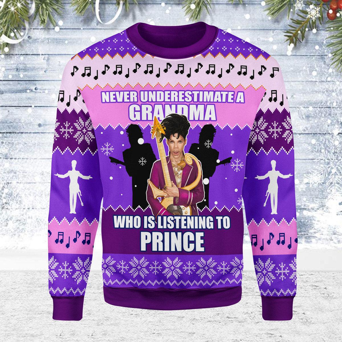 Gearhomie NEVER UNDERESTIMATE A GRANDMA Christmas Ugly Sweater - Gearhomie.com