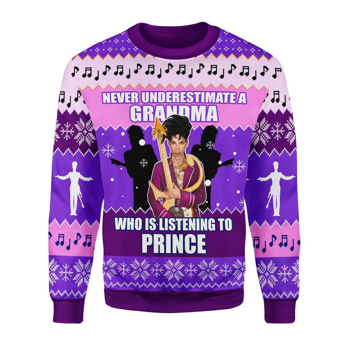 Oodiegang NEVER UNDERESTIMATE A GRANDMA Christmas Ugly Sweater - Oodiegang.com