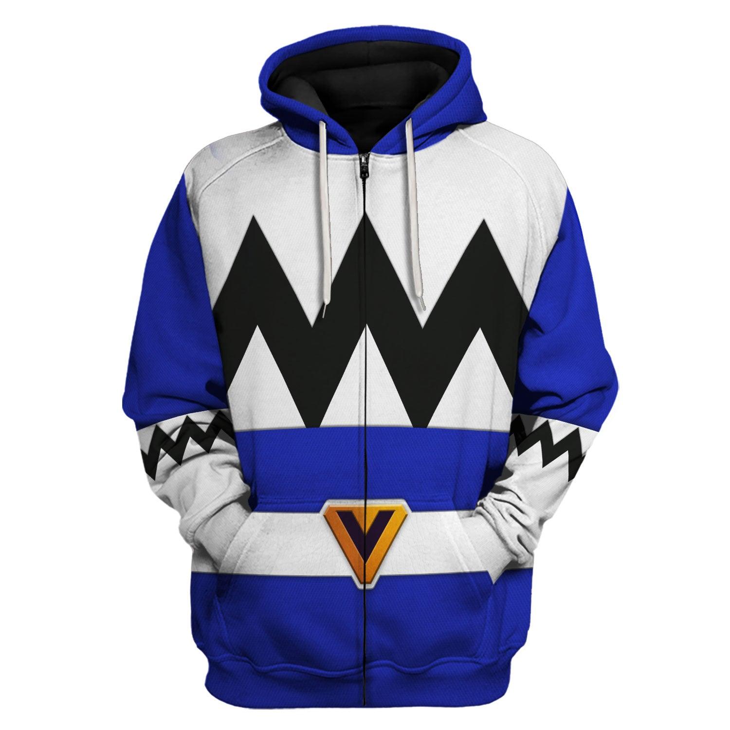 Gearhomie Power Rangers Lost Galaxy Blue Costume Hoodie Sweatshirt T-Shirt Tracksuit - Gearhomie.com