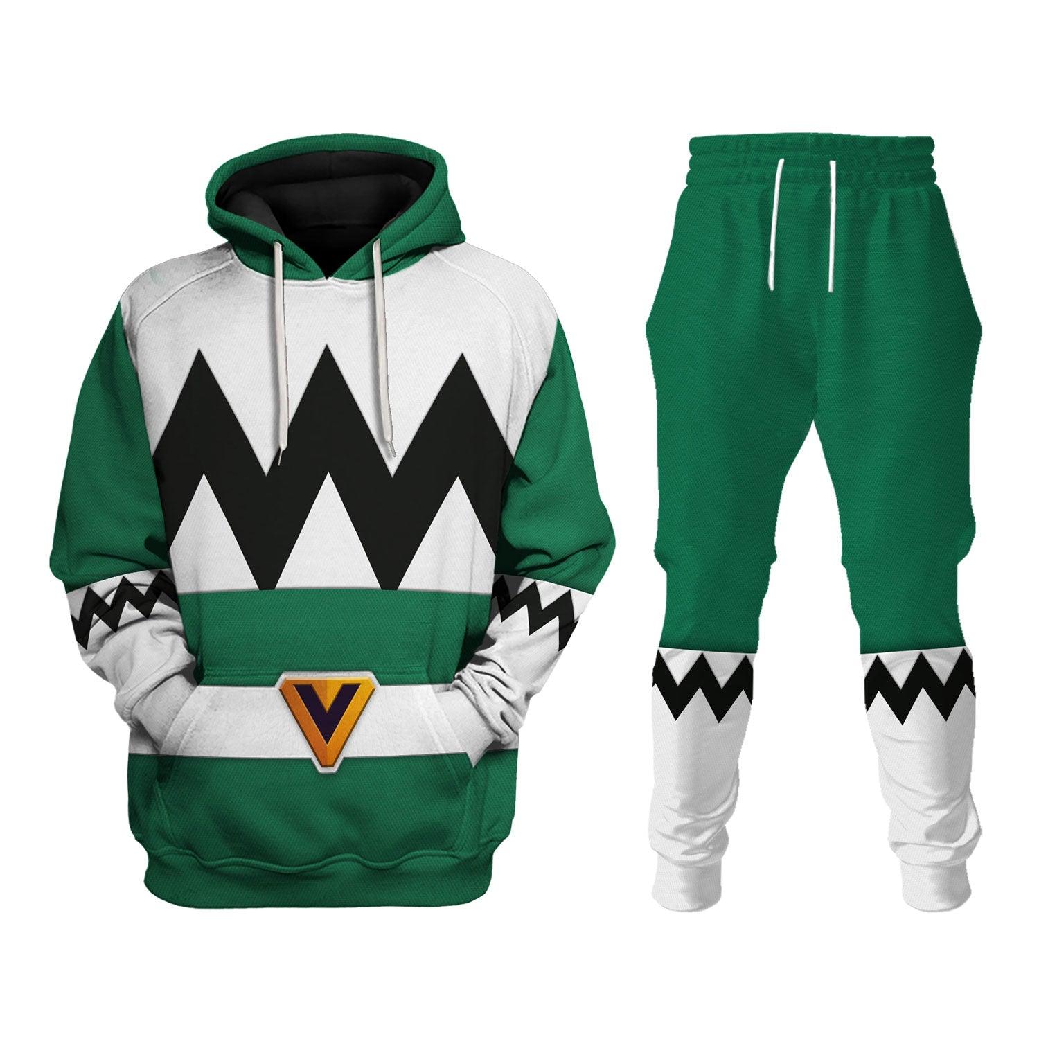 Gearhomie Power Rangers Lost Galaxy Green Costume Hoodie Sweatshirt T-Shirt Tracksuit - Gearhomie.com