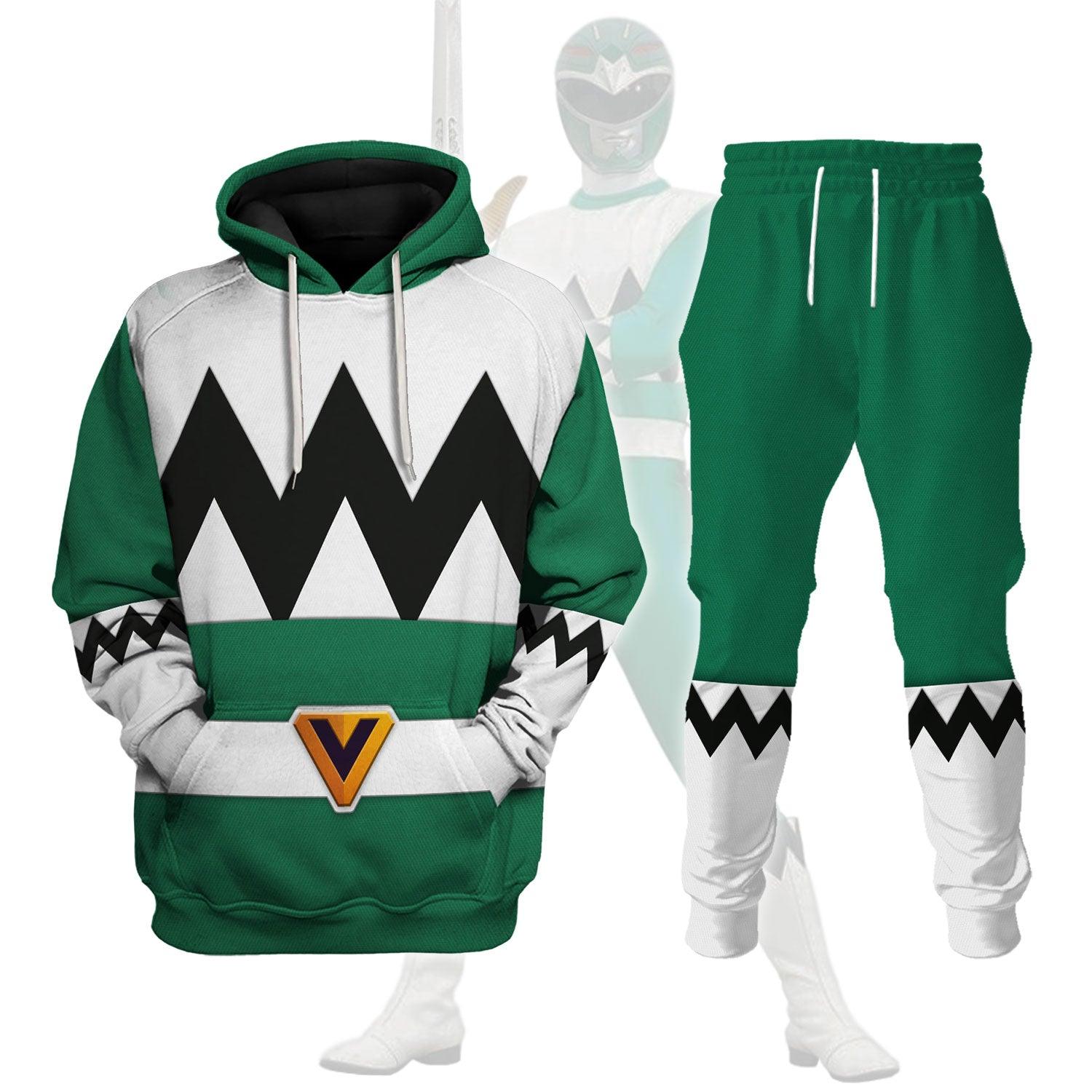 Gearhomie Power Rangers Lost Galaxy Green Costume Hoodie Sweatshirt T-Shirt Tracksuit - Gearhomie.com