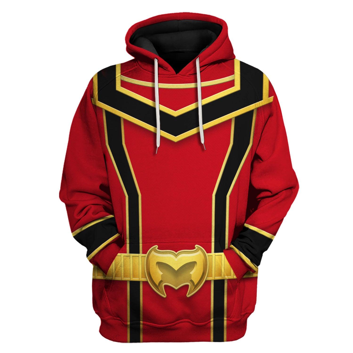 YMskins Power Rangers Mystic Force (2006) Red Costume Hoodie Sweatshirt T-Shirt Tracksuit