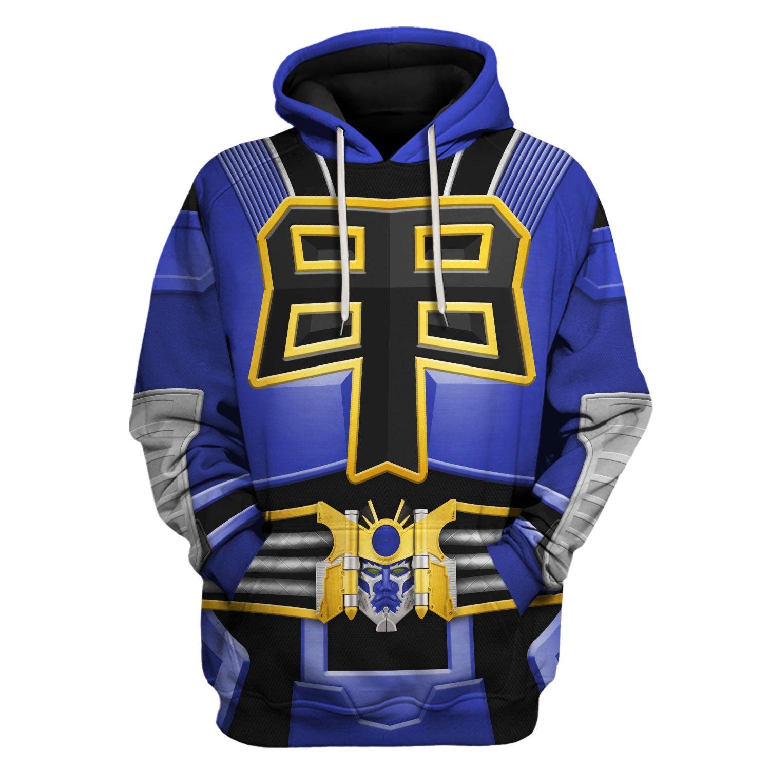 YMskins Power Rangers Shogun Blue Costume Hoodie Sweatshirt T-Shirt Tracksuit