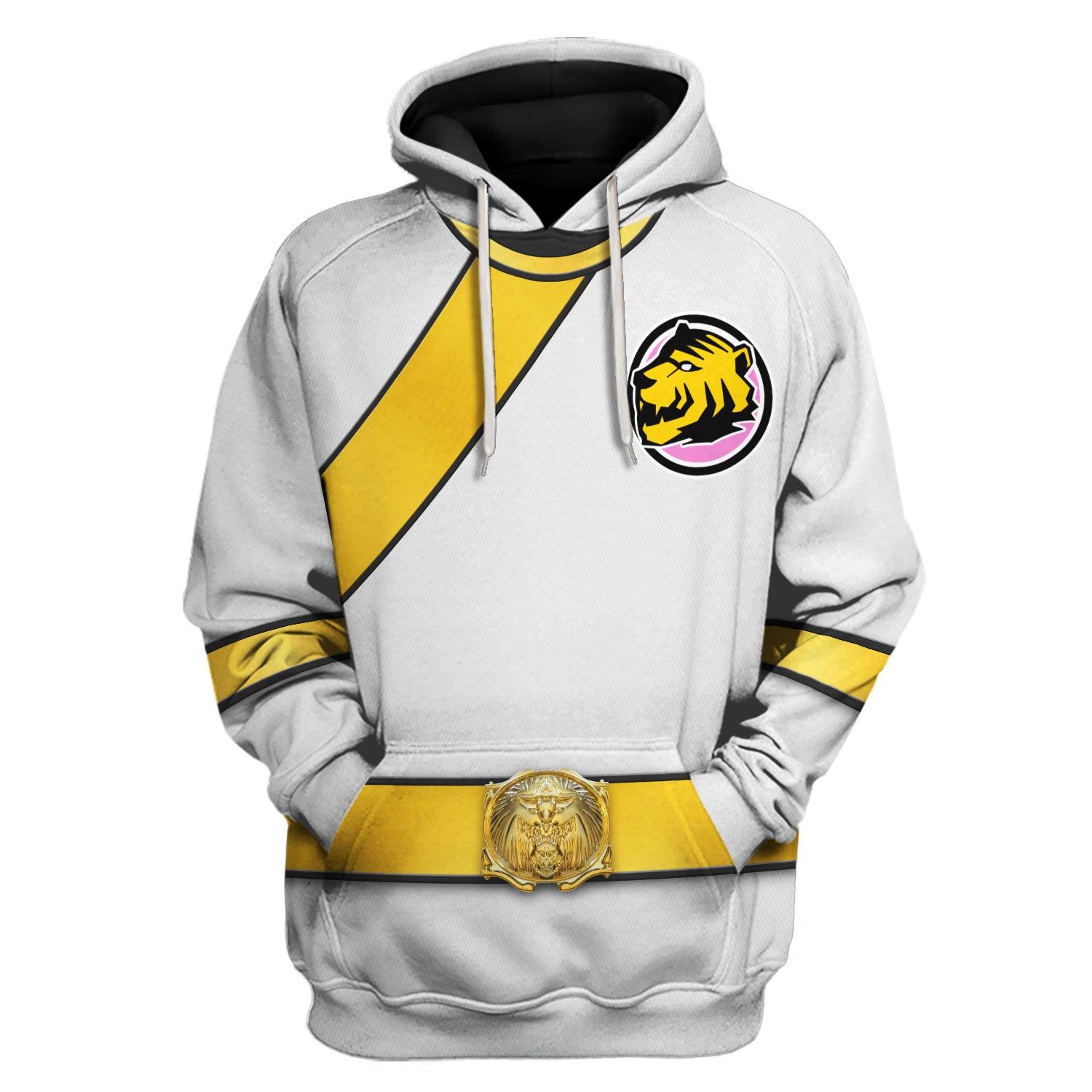 YMskins Power Rangers Wild Force White Costume Hoodie Sweatshirt T-Shirt Tracksuit