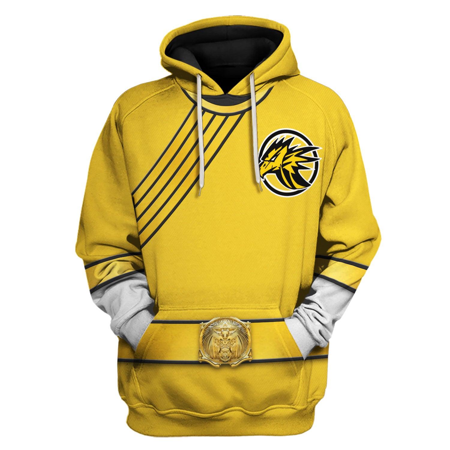 YMskins Power Rangers Wild Force Yellow Costume Hoodie Sweatshirt T-Shirt Tracksuit