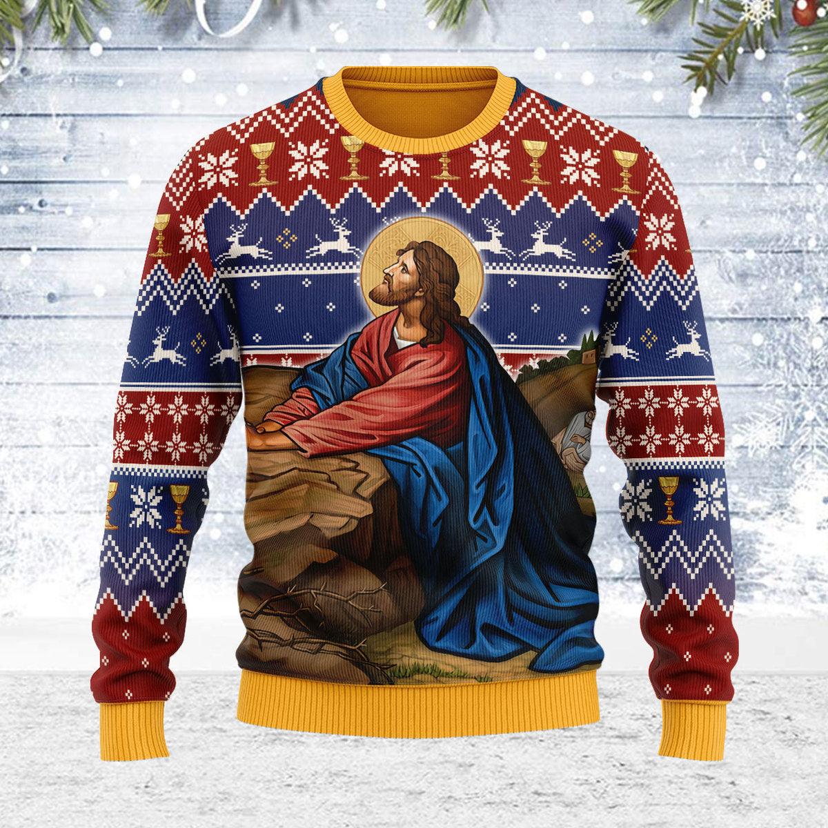 Gearhomie Prayer in the Garden Artwork Christmas Sweater - Gearhomie.com