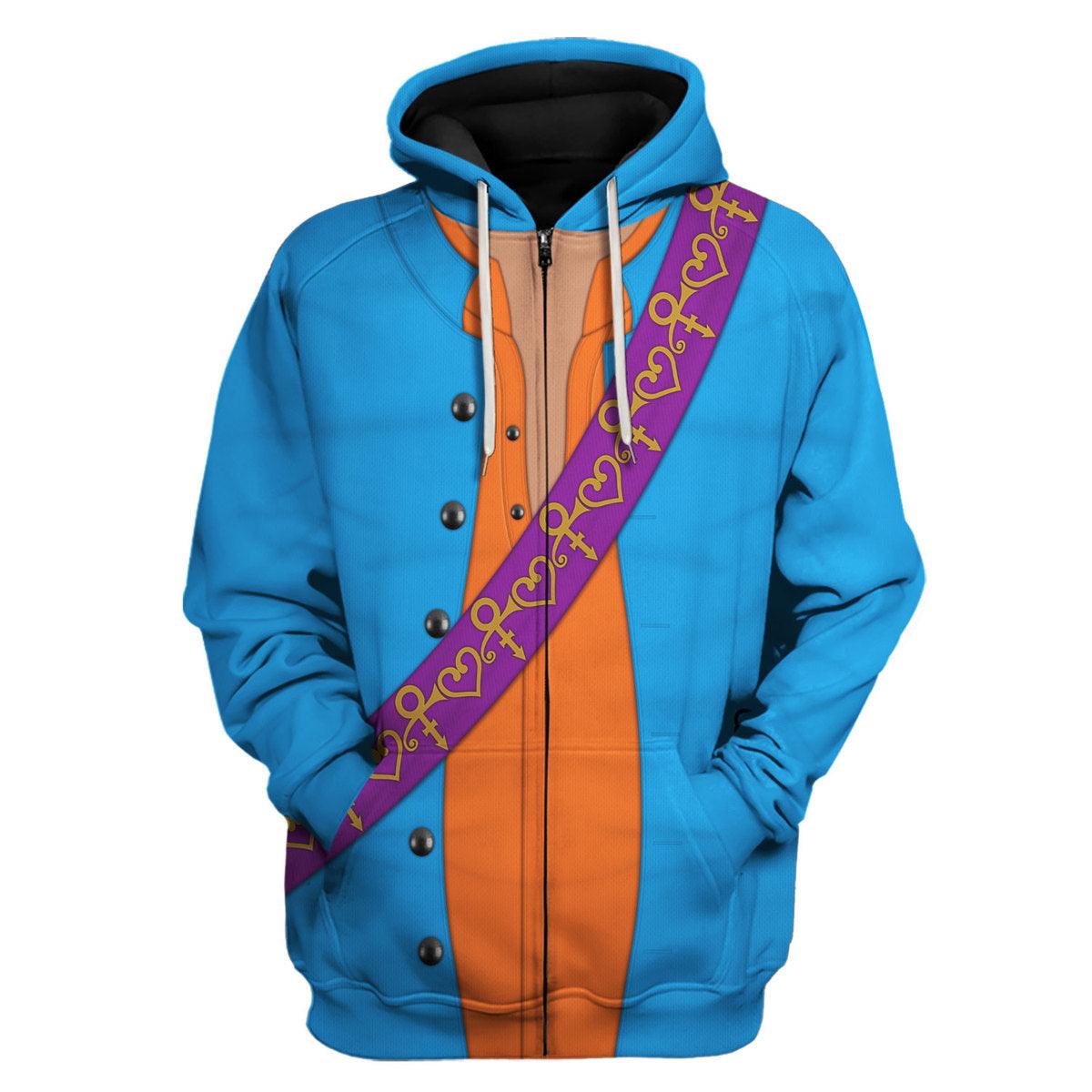 Gearhomie Prince Suit Turquoise and Orange All-Over Print Unisex Pullover Hoodie, Sweatshirt, T-Shirt, and Swatpants - Gearhomie.com