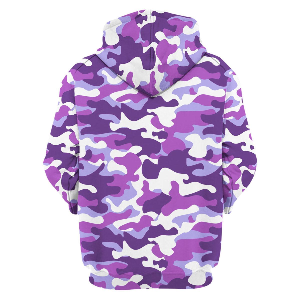 Gearhomie Purple Camo Premium Sherpa Lined Unisex Pullover Hoodie, Sweatshirt, T-Shirt - Gearhomie.com