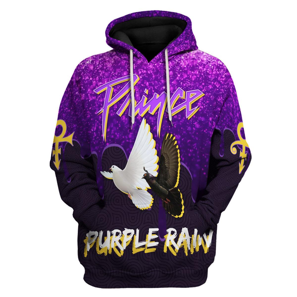 Gearhomie Purple Rain Doves Unisex Pullover Hoodie, Sweatshirt, T-Shirt - Gearhomie.com