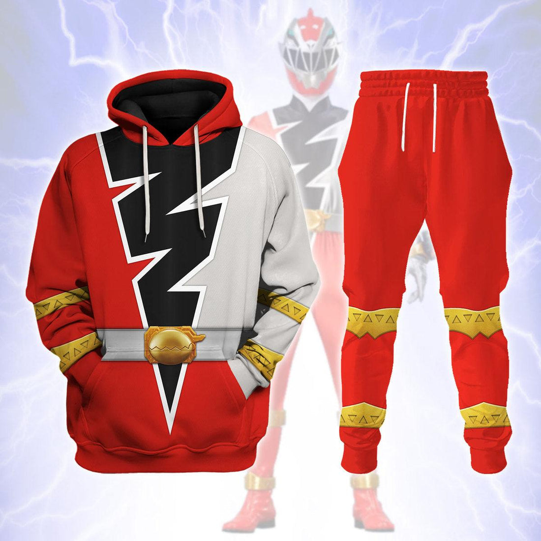 Gearhomie Red Zayto Ranger Dino Fury Hoodies Sweatshirt T-Shirt Zip Hoodies Sweatpants - Gearhomie.com