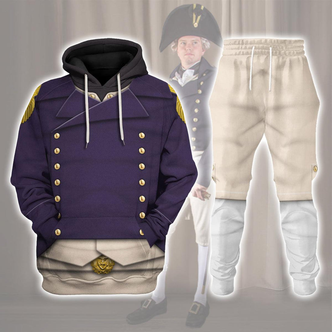 Gearhomie Royal Navy Captain-1806 Uniform All Over Print Hoodie Sweatshirt T-Shirt Tracksuit - DucG